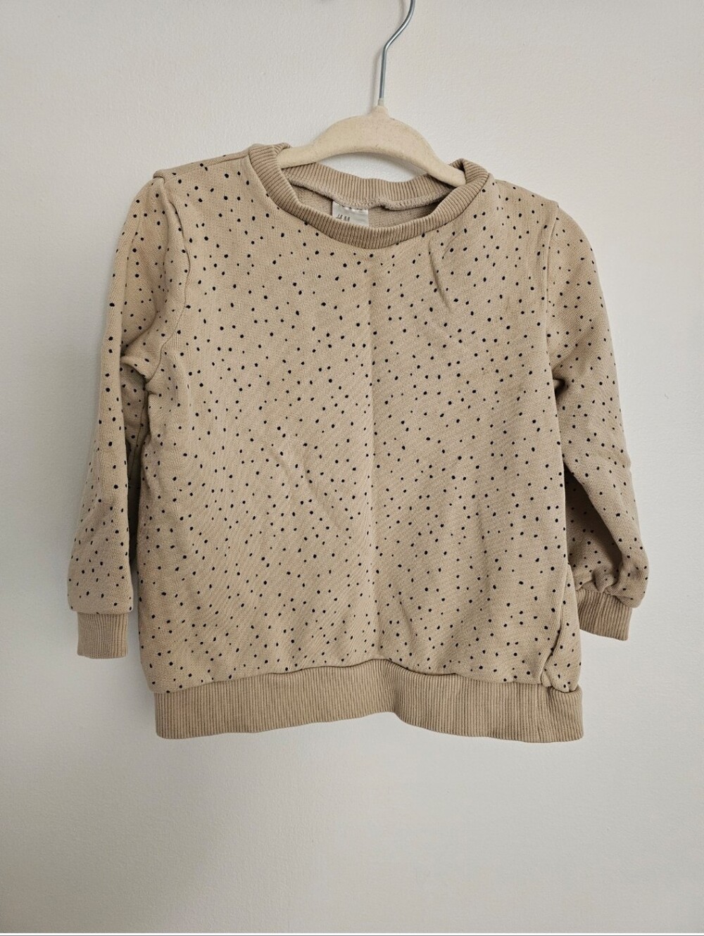 🧸2/20$ H&M Beige Polka Dot Sweatshirt 2T Girl Toddler Sweater
